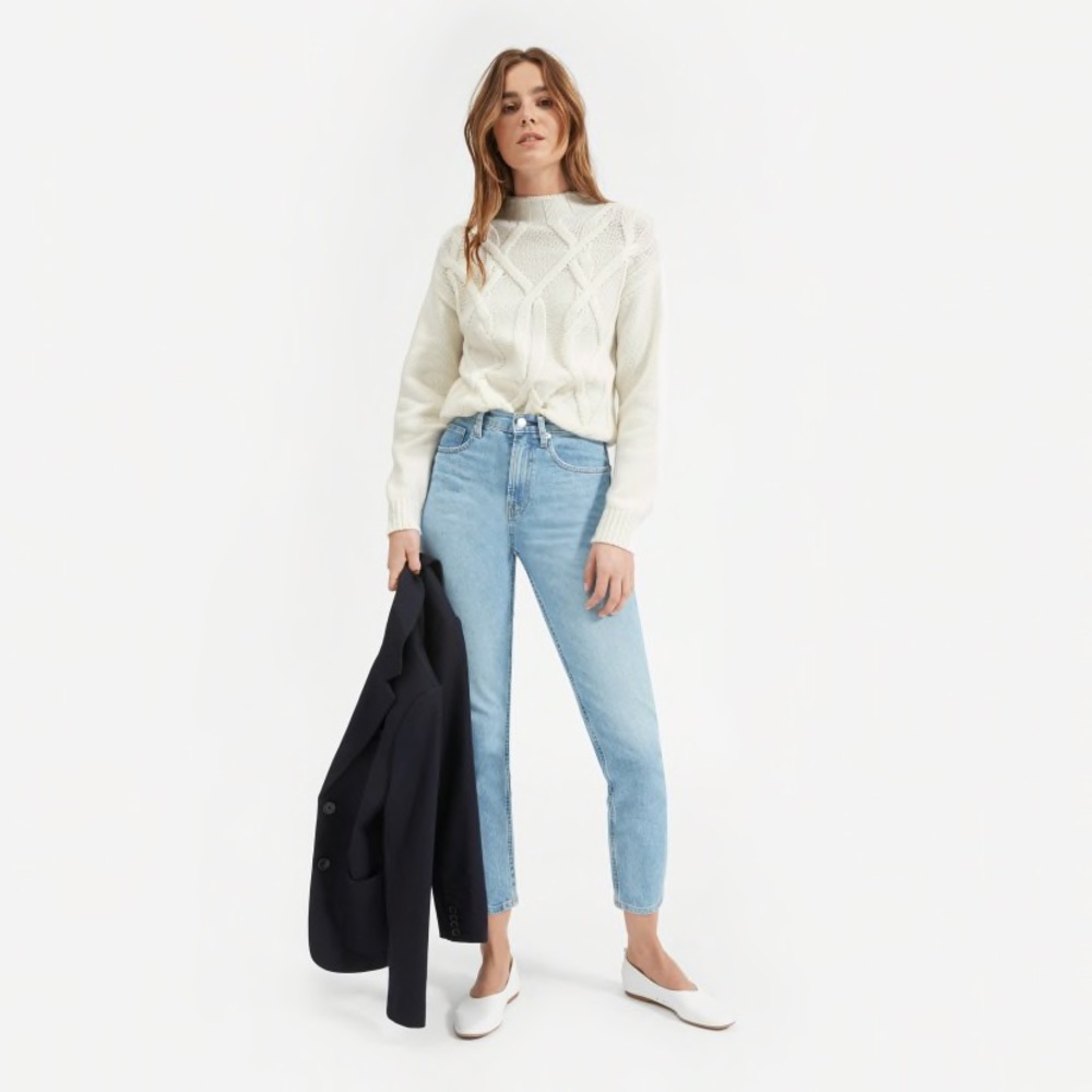 Everlane NWT The Cable Mock Neck Sweater Small